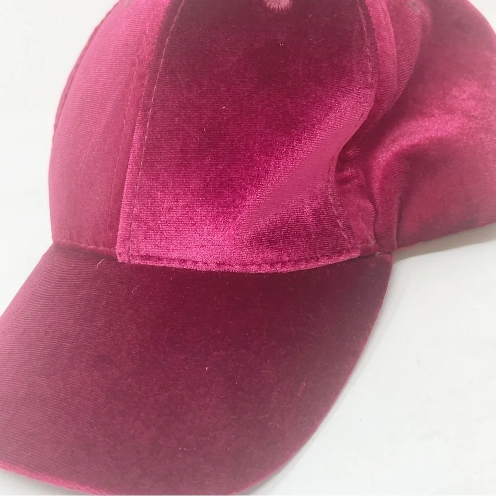 ALDO Women’s Red Velvet Cloth Baseball Cap Hook & Loop Closure One Size